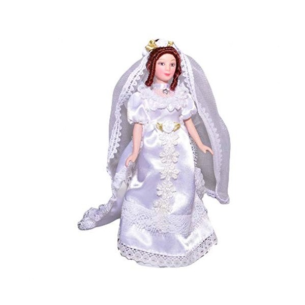 Melody Jane Maison de poupées Mariée avec voile Porcelaine 1:12 Lady Woman