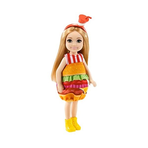 Mattel - Barbie Club Chelsea, Burger Dress-Up Costume Doll with Pet