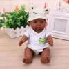 Jorzer Afrique Bébé Poupée Soft Vinyl Poupée Africaine Jouet Nouveau-Né-né avec Tenue Grenouille Best pour Toddlers Cadeau d