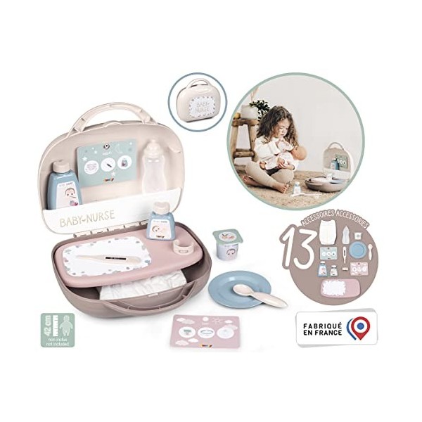 Smoby - Baby Nurse - Vanity - pour Poupons et Poupées - 12 Accessoires Inclus - 220367 - Beige
