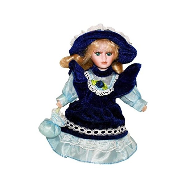 Harilla Poupées en Porcelaine de Style Vintage de 20 Cm pour Les Enfants, Bleu