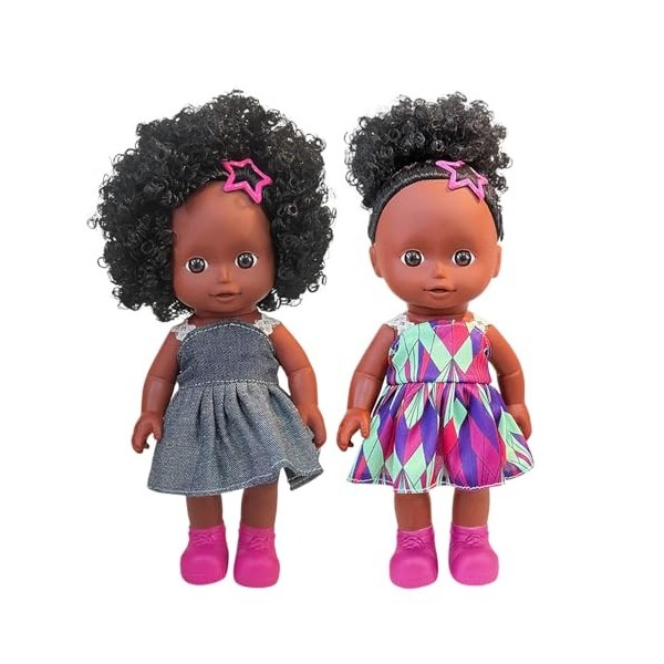 Poupée Reborn noire | Poupée réaliste pour bébé fille | Poupée Reborn avec cheveux bouclés noirs de 25,4 cm – Poupée noire af