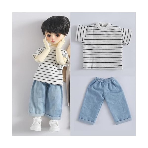 XiDonDon 30 cm/11,81 Pouces vêtements de poupée Pantalons de Mode T-Shirt Ensemble pour 1/6 BJD, SD Accessoires de poupées m