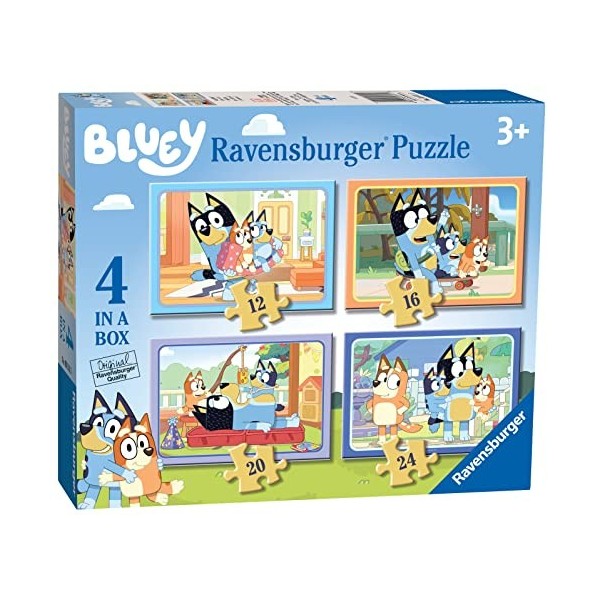 Ravensburger Bluey - 4 in Box 12, 16, 20, 24 Pieces Jigsaw Puzzles for Kids Age 3 Years Up