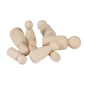 SEWACC 20 Pcs Jouets Artisanaux Poupées en Bois Poupées Inachevées Jouets De La Nativité pour Enfants Poupées Familiales Joue