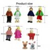 Famille Poupée en Bois Bogoro Personnage Maison Poupee Famille Poupées Set avec Chien Personnages Maison Poupée pour Accessoi