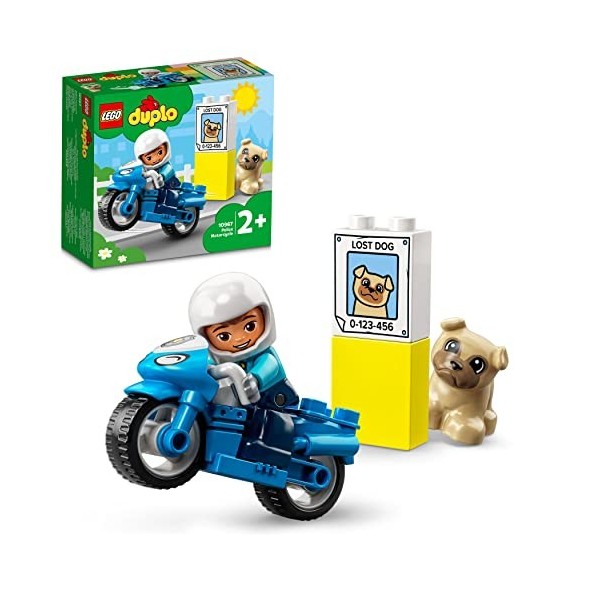 LEGO 10967 Duplo La Moto De Police, Jouet pour Les Enfants de 2 Ans et Plus, avec Figurine de Policier, Développement De La M