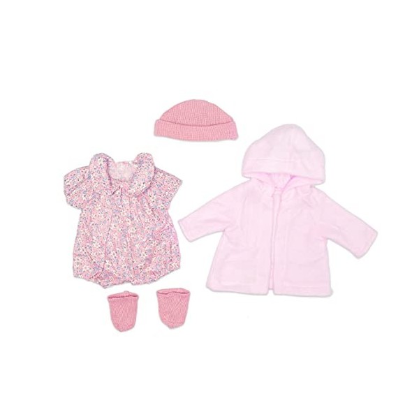 Vêtements de poupée pour poupées New Born de 36 à 43 cm - En polyester avec manteau, chemisier, pantalon, chapeau et chausset