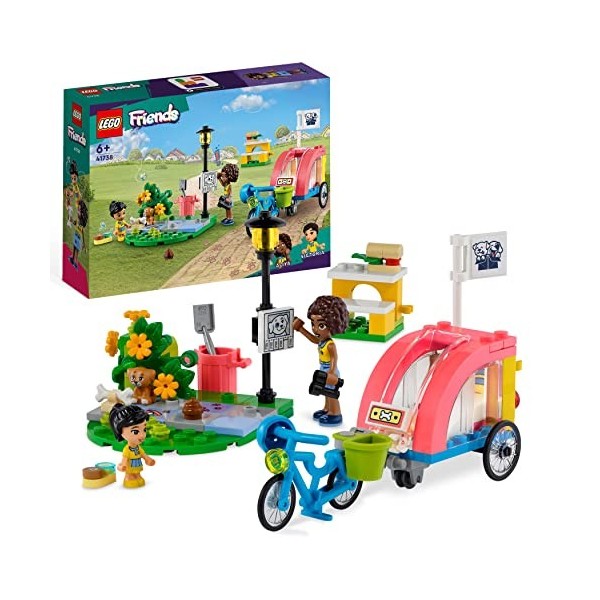 LEGO 41738 Friends Le Vélo De Sauvetage Canin, Jouet Enfants 6 Ans, Jeu  Soins des Animaux avec Figurine De Chiot Et 2 Mini-Po