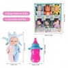 Fivtsme Poupee Bebe, Bebe Reborn Silicone avec 6 Petits Biberons, Bébé Réaliste Poupon Interactif Jouet avec Cheveux et Vêtem