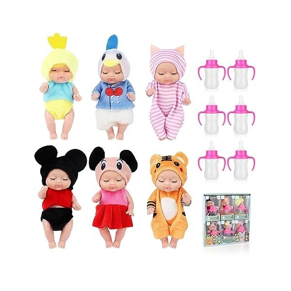 Fivtsme Poupee Reborn, Bebe Reborn Silicone,Poupée Reborn Réaliste 6 Set De Vêtements De Poupée Vêtements Accessoires,avec 6 