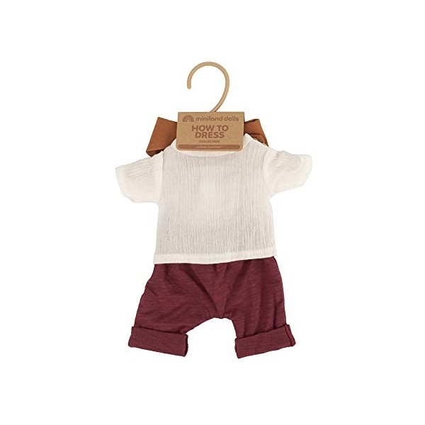 Miniland Dolls 31647 Ensemble bébé Dolls 32 cm Modèle Garçon Dune, Ocre, Bordeaux Et Blanc