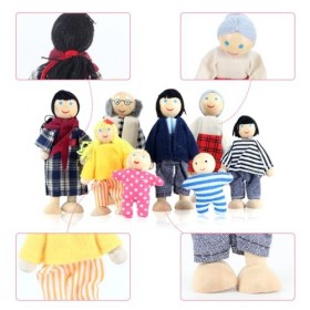 Jooheli 8 Famille de Poupées en Bois, Personnage Maison de Poupee, Mini Poupée Familiale, Personnages de Maison de Poupée pou