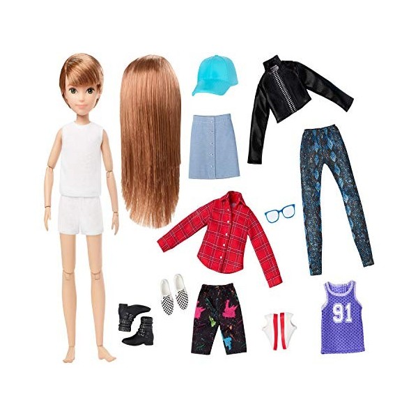 Mattel Creatable World Poupée à Personnaliser aux Cheveux Roux Lisses, Vêtements et Accessoires, Jouet Créatif pour Enfants à
