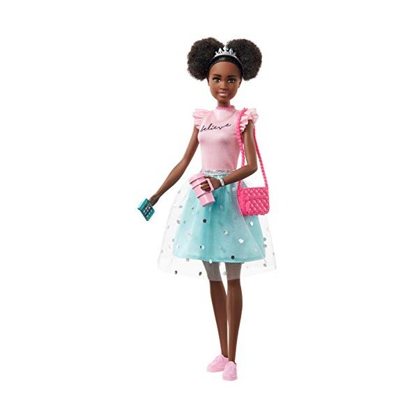 Barbie Princesse Adventure poupée Renée avec sac à main, mug et smartphone, jouet pour enfant, GML71