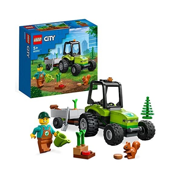 LEGO 60390 City Le Tracteur Forestier, Jouet avec Remorque, Construction De Véhicule Agricole, Figurines Animaux Et Minifigur