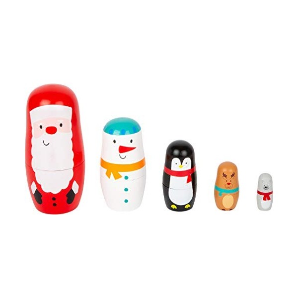 Small foot 11771 Poupées Russes Noël, avec Le Père Noël, Le Bonhomme de Neige, Le Pingouin, Le Renne et lours, à partir de T
