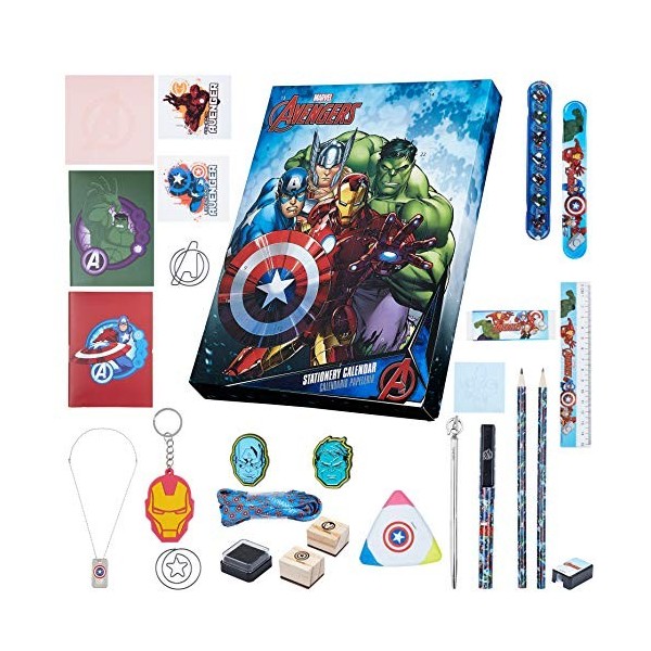 Marvel Calendrier de lAvent 2023 Enfant Spider-Man Avengers Kids Advent Calendars avec Jouets et Papeterie Spiderman Multic