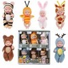 HIULLEN 6 Pcs Mini Poupées Reborn, Jouet de Poupée, 3.5 Pouces Reborn Realiste Poupee, Poupee Poupee Bebe, avec Vêtements Acc