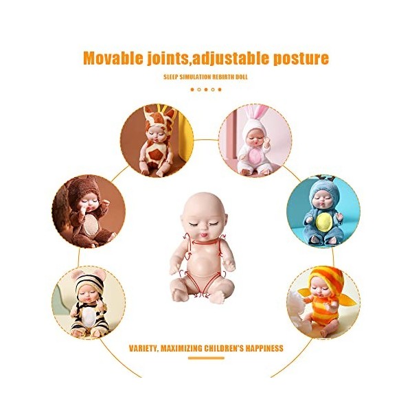 HIULLEN 6 Pcs Mini Poupées Reborn, Jouet de Poupée, 3.5 Pouces Reborn Realiste Poupee, Poupee Poupee Bebe, avec Vêtements Acc