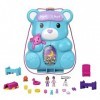 Polly Pocket Coffret Sac à Main Ourson Surprises, thème soirée pyjama avec 2 mini-figurines et 16 accessoires, jouet pour enf