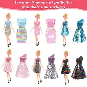 ZOCONE 17 Pièces Vêtements Barbie Accessoires Set 12 Barbie Robes+5 Paires Chaussures Barbie, Été Barbie Robes Barbie Maillot