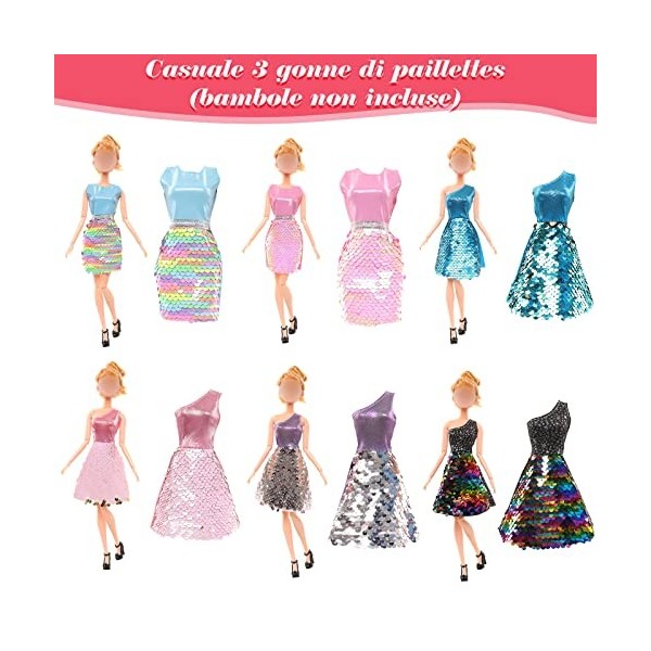 ZOCONE 17 Pièces Vêtements Barbie Accessoires Set 12 Barbie Robes+5 Paires Chaussures Barbie, Été Barbie Robes Barbie Maillot