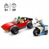 LEGO 60392 City La Course-Poursuite De La Moto De Police, Jouet Voiture De Course Et 2 Minifigurines Policiers, Idée Cadeau A