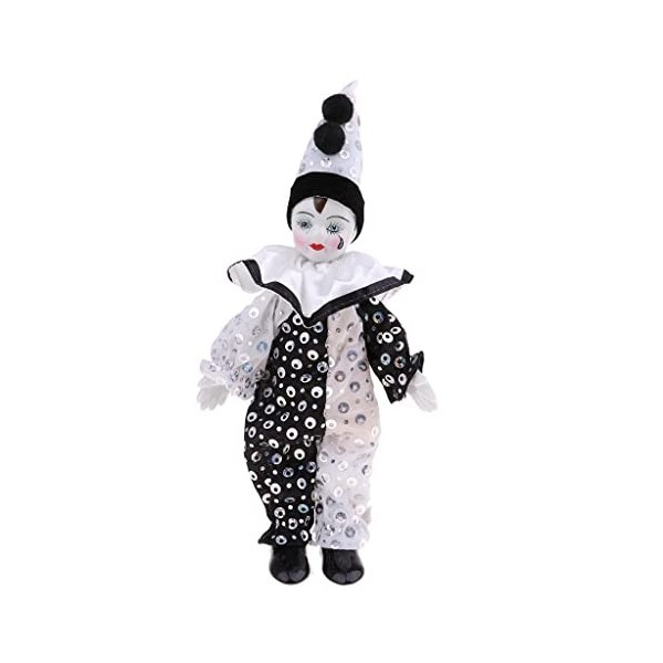 perfk Porcelaine Jester Dolls Funny Clown Series Birthday Gift , , 23cm