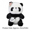 Peluche Panda, 25cm/9.8in Oreiller en Peluche Panda Mignon, Doux, Confortable, Lavable, Simulation Ours Panda, Jouets en Pelu