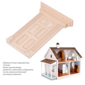 Keenso Porte en Bois Miniature pour Maison de Poupée, échelle 1:12, 6 Panneaux, Bricolage, avec Panneaux en Verre, Conception