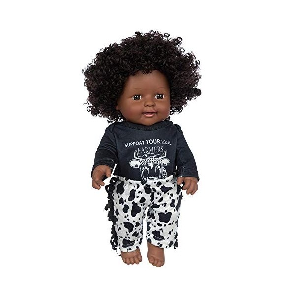 Uteruik Poupée noire de 30,5 cm avec haut à manches longues et pantalon pour enfants, cadeau danniversaire A 