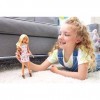 Barbie Fashionistas poupée mannequin 119 blonde avec robe rayée rose et blanche et boots bronze, jouet pour enfant, FXL52