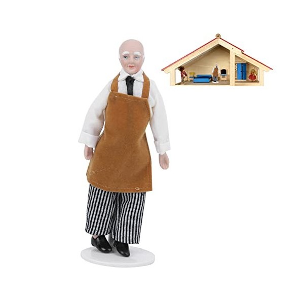 Natudeco 1:12 Miniature Porcelaine poupée modèle Miniature Homme Chef serviteur céramique Personnes Maison de poupée Accessoi