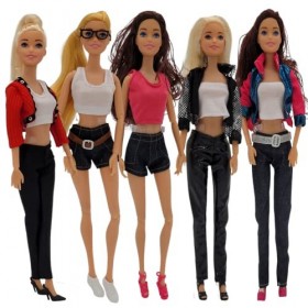 Nimeto 13 vêtements 5 pantalons + 5 tops + 3 vestes accessoires pour poupée 5 tenues vêtements pour poupée fille 30 cm