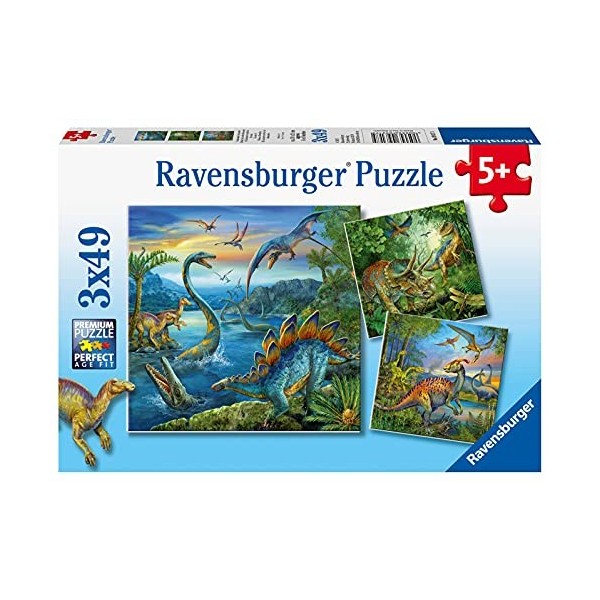 Ravensburger - Puzzle Enfant - Puzzles 3x49 p - La fascination des dinosaures - Dès 5 ans - 09317