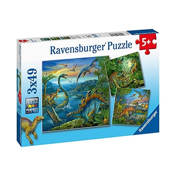 Ravensburger - Puzzle Enfant - Puzzles 3x49 p - La fascination des dinosaures - Dès 5 ans - 09317
