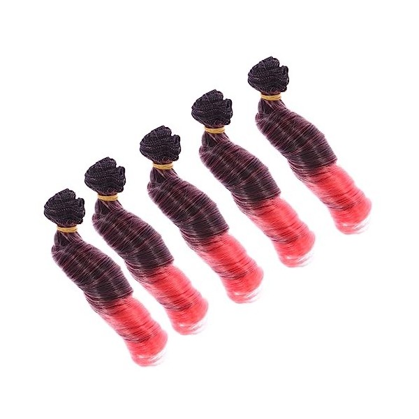 SAFIGLE 5Pcs Bouclés Perruques Bouclés Fermeture Perruque De Cheveux Humains Volume Cheveux Outil Poupée De Cheveux Bouclés P