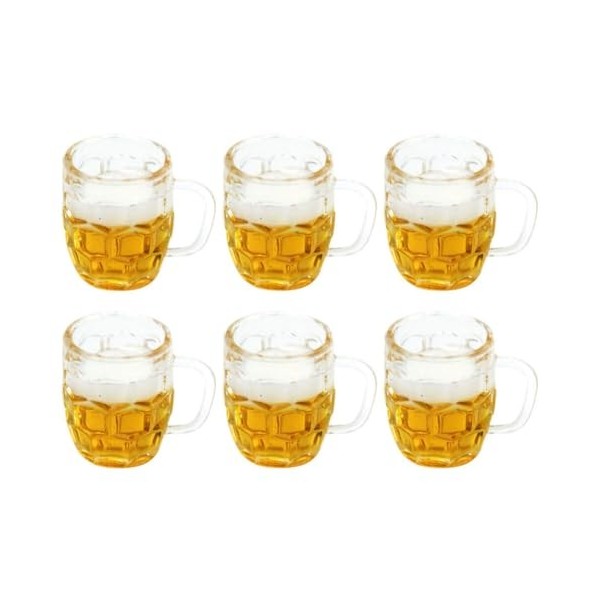 TOYANDONA 6 Pièces Tasses À Bière Miniatures en Plastique Mini Tasse À Bière Modèle De Tasse Tasses Tasses Maison De Poupée M