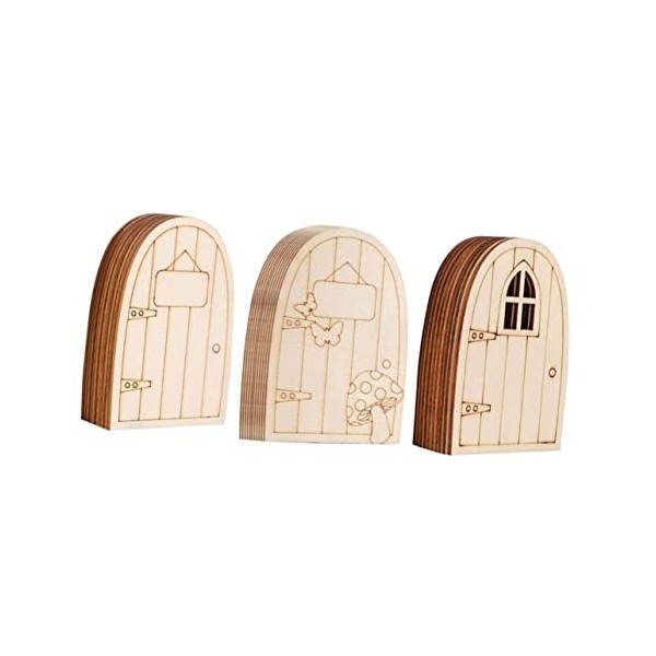 ibasenice 30 Pièces Porte De Fée Enfants Jouets en Bois Meubles en Bois Miniatures Miniature GNOME Maison Miniature Jouets Po