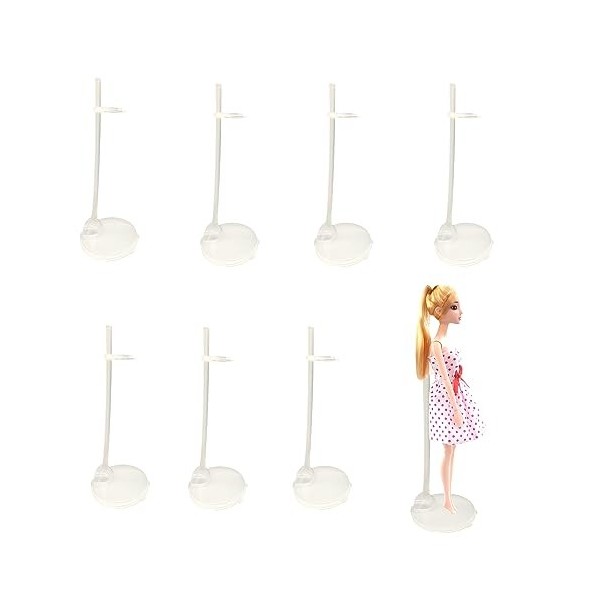 8 pièces Support de Présentoir de Poupée Plastique Barbie Stand Réglable Support de Poupée Transparent Poupée Barbie Support 