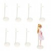 8 pièces Support de Présentoir de Poupée Plastique Barbie Stand Réglable Support de Poupée Transparent Poupée Barbie Support 