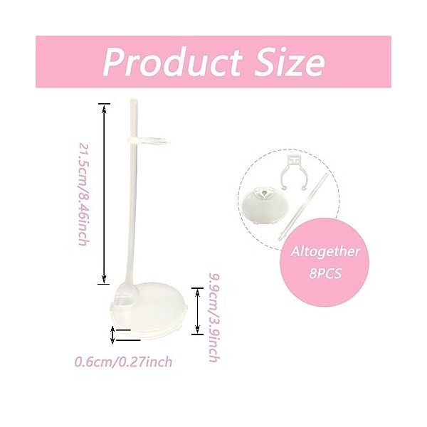 8 pièces Support de Présentoir de Poupée Plastique Barbie Stand Réglable Support de Poupée Transparent Poupée Barbie Support 