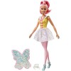Barbie Dreamtopia poupée Fée Brune avec une Tenue « Pierres Précieuses » Rose et Violet, une Chevelure Violette et des Ailes,