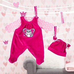Bayer Design 83877AA Vêtements pour poupée de 33-38cm, Accessoires pour Poupon, Salopette, t-Shirt, Bonnet, Rose