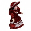 HomeDecTime Poupée en Porcelaine de 20 Cm avec Chapeau Fantaisie Victoria Girls Lady - Rouge