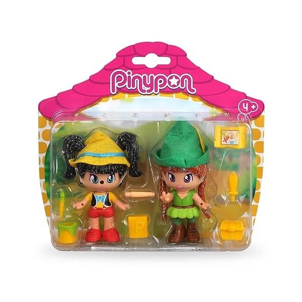 Pinypon - Ensemble de 2 Chiffres, Contes Traditionnels, Pinocchio et Robin Hood, recommandé pour Les Enfants âgés de 4 à 8 An