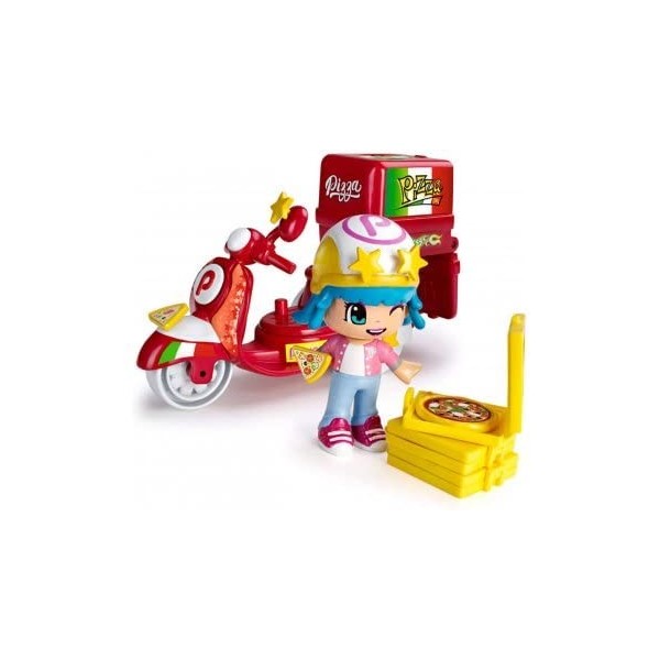cavernedesjouets Coffret pinypon la Moto Pizza avec 1 Figurines + Accessoires - Mini poupée - des 4 Ans - Set Fille avec 1 Ca