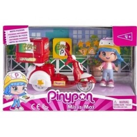 cavernedesjouets Coffret pinypon la Moto Pizza avec 1 Figurines + Accessoires - Mini poupée - des 4 Ans - Set Fille avec 1 Ca