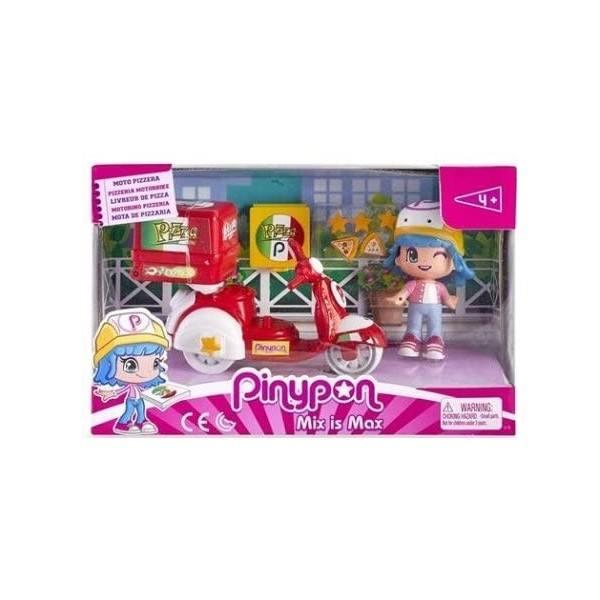 cavernedesjouets Coffret pinypon la Moto Pizza avec 1 Figurines + Accessoires - Mini poupée - des 4 Ans - Set Fille avec 1 Ca